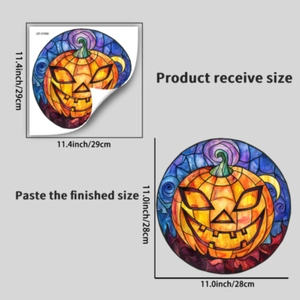Tabella delle taglie per adesivo da finestra zucca di Halloween stile vetrata