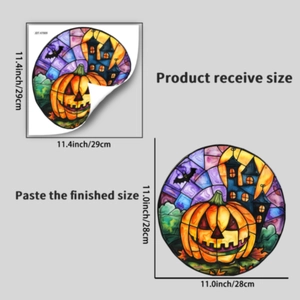 Adesivi murali zucca Halloween, dimensioni 29x29cm, diametro finale incollato 28cm