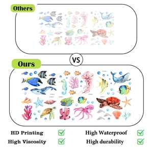 HD printing and waterproof quality comparison of ocean theme bubble wall stickers