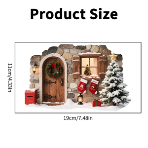 Detailed 19x11cm dimensions of Christmas light switch wall sticker with 3D cottage motifs