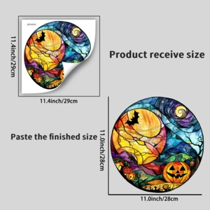 Adesivo zucca Halloween con dimensioni 11,4 pollici e design in vetro colorato