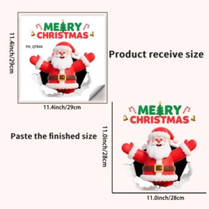 Detail of 3D Santa Claus wall sticker dimensions and layout for Christmas home decor