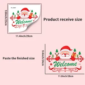 Detailed size chart showing receive and finished dimensions for Christmas wall decals
