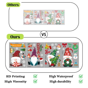 Close-up of high-definition Christmas gnome and snowman stickers showing print quality