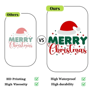 Close-up of waterproof Christmas wall stickers showing high-definition printing and high viscosity