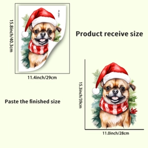 Dettagli dell'adesivo murale cane di Natale dimensioni 29x40,3cm per decoro festivo