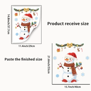 Dimensioni dell'adesivo murale pupazzo di neve di Natale con dettagli del layout
