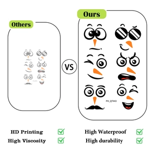 Detail of high waterproof and HD printing quality on cute snowman emoji wall stickers