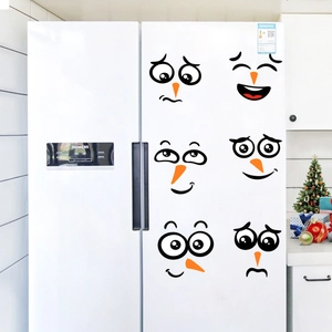 Set of 6 cute cartoon snowman facial expression PVC stickers for Christmas fridge decor