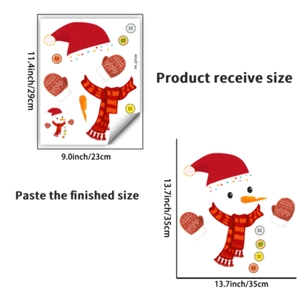 Detailed view of DIY Christmas snowman wall decals showing sheet layout and finished size