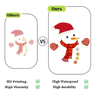 Detail of high-definition waterproof snowman stickers showing vibrant colors and durability