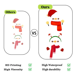 Detail showing HD printing and waterproof PVC snowman wall stickers for DIY Christmas decor