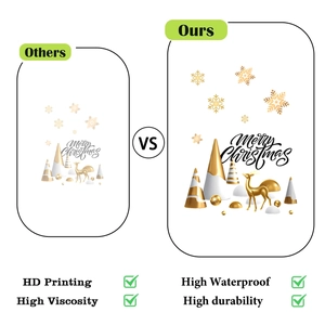 Detail showing HD printing and high viscosity of the golden Christmas deer wall sticker