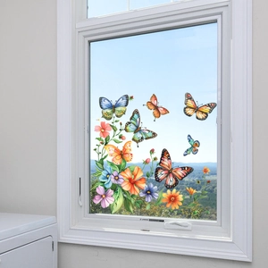 Colorful butterfly and flower window stickers for decorative glass surface and home balcony