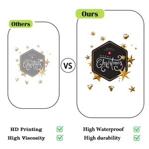 Detail of Christmas wall sticker showing HD printing quality and high viscosity features