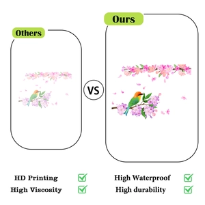 Comparison showing HD printing and high viscosity of butterfly flower wall decals