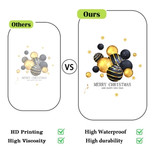 Detailed comparison of HD printing and waterproof Christmas wall decals in gold and black
