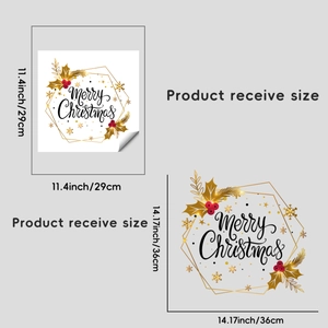 Detailed size specifications for Merry Christmas wall decals showing dimensions 29cm and 36cm