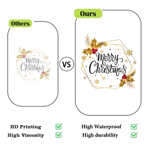 Detail of high-definition Merry Christmas wall sticker showing waterproof material quality