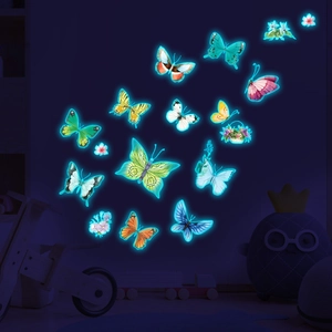 Stickers muraux papillons bleus lumineux brillant dans le noir pour chambre
