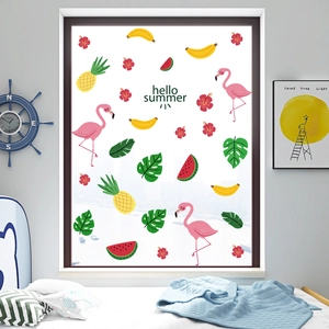 Hello Summer window static cling set with flamingos and tropical leaves for home decor