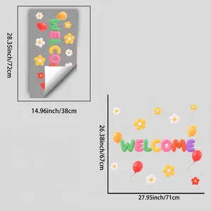 3D Welcome glass sticker size guide for restaurant and mall decorative window decals