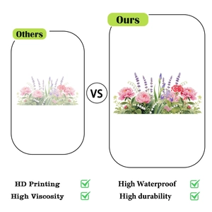 Comparison showing high-definition floral window stickers with superior print quality