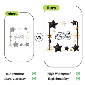 Detail of Christmas wall stickers showing high-density printing and waterproof features