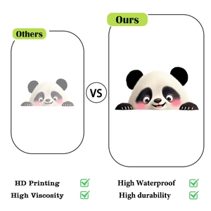 Comparison showing high-definition printing and vivid colors of cute panda window stickers