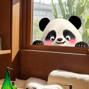 Cute panda static window sticker for glass decoration in home living room and balcony