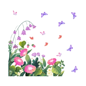 Autocollants vitraux statiques fleurs et papillons pour décor de chambre et salon maison