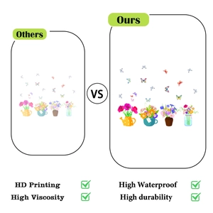 HD printing quality comparison of floral vase window stickers with high durability