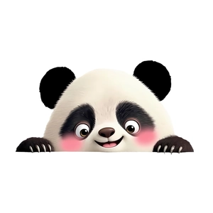 Cute black and white panda static window decal with pink blush for home glass decor
