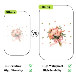 Detail of waterproof pink rose wall sticker showing high definition print and high durability