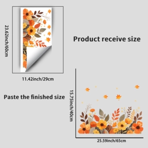Fall sunflower maple leaf static window cling for glass door bedroom decor 65x40cm