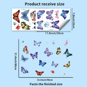 Stickers muraux papillons lumineux avec dimensions pour une décoration DIY facile