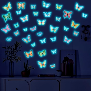 Adesivi Murali Farfalla Luminosi PET Decalcomanie Per Camera Dei Bambini Nursery Home Decor 3D Farfalla Removibile Arte Murale