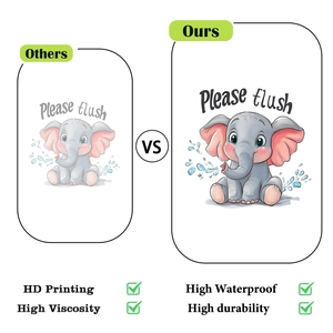 Detail of waterproof cartoon elephant toilet sticker with high adhesion and HD printing