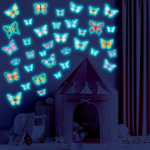 Adesivi murali farfalle 3D luminosi per cameretta bambini con effetto bagliore blu