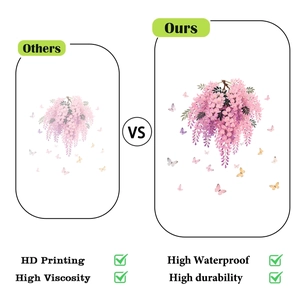 Detail of HD printing quality and vivid floral butterfly wall stickers comparison
