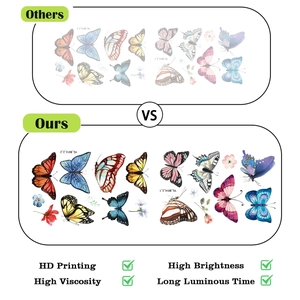 Autocollants papillon lumineux montrant une haute luminosité et une impression HD