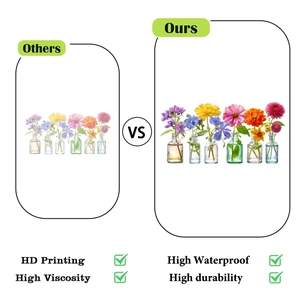 Comparison showing high-definition printing and waterproof quality of glass vase decals