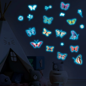 Autocollants muraux papillons fluorescents pour décoration de chambre sombre
