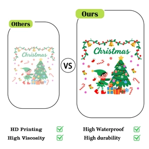 Detail view of high-definition Christmas PVC stickers with vibrant colors and sharp printing