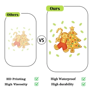 Detail of waterproof Christmas wall stickers featuring HD printing gingerbread man and tree