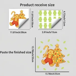 Luminous Christmas tree gingerbread wall stickers sizing guide with 35x35cm finished size