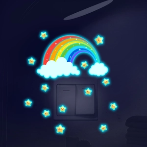 Luminous rainbow and stars wall stickers for kids room decor glowing in dark