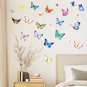 Stickers muraux papillons aquarelle colorés pour décoration murale de chambre