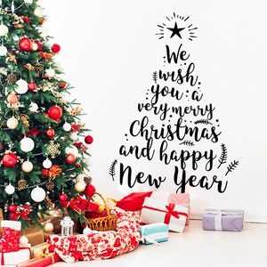Christmas tree wall decal with festive typography for living room and bedroom holiday decor