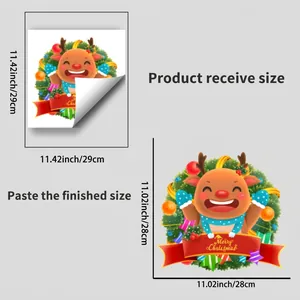 Set de stickers muraux renne de Noël dessin animé avec tableau des tailles 29x29 cm